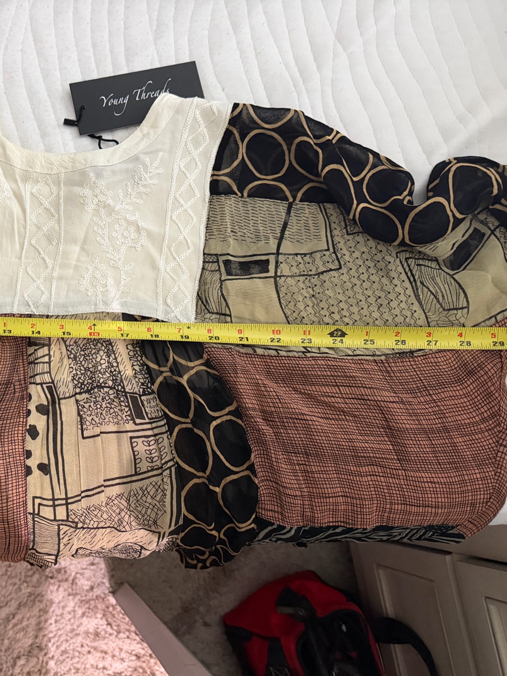 Vary Trendy Women's Multi-Color Patchwork Blouse - Cream Yoke - Picture 5 of 6